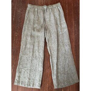 St. Tropez West Pull On Drawstring 100% Linen Pants Resort Lightweight Green XL